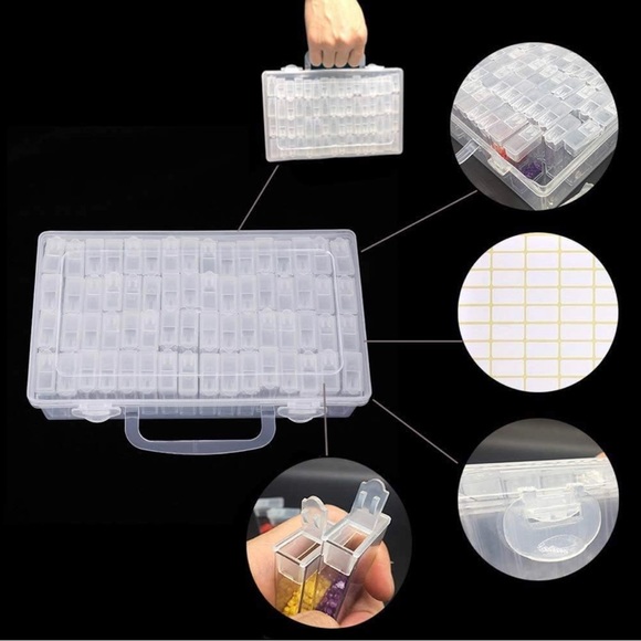 64 Slots Diamond Painting Storage Containers Portable Plastic Bead Storage - Picture 2 of 10